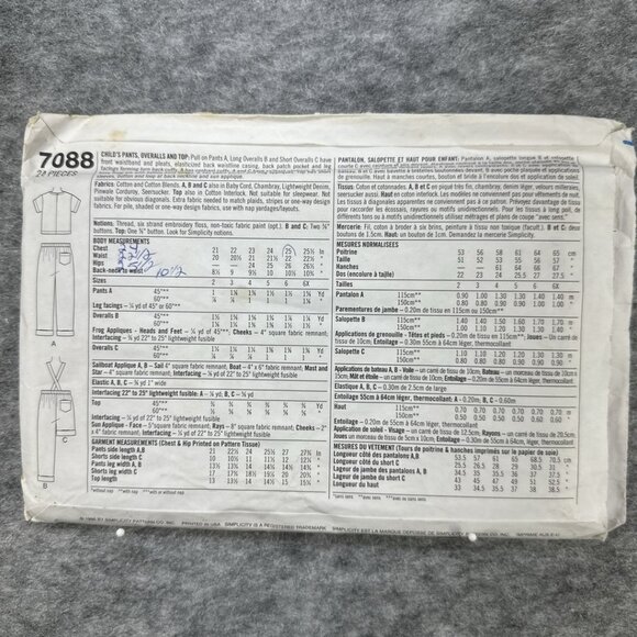 NEW Simplicity Sewing Pattern Childrens Size BB 5 6 6X Vintage Uncut Crafts - Picture 3 of 5